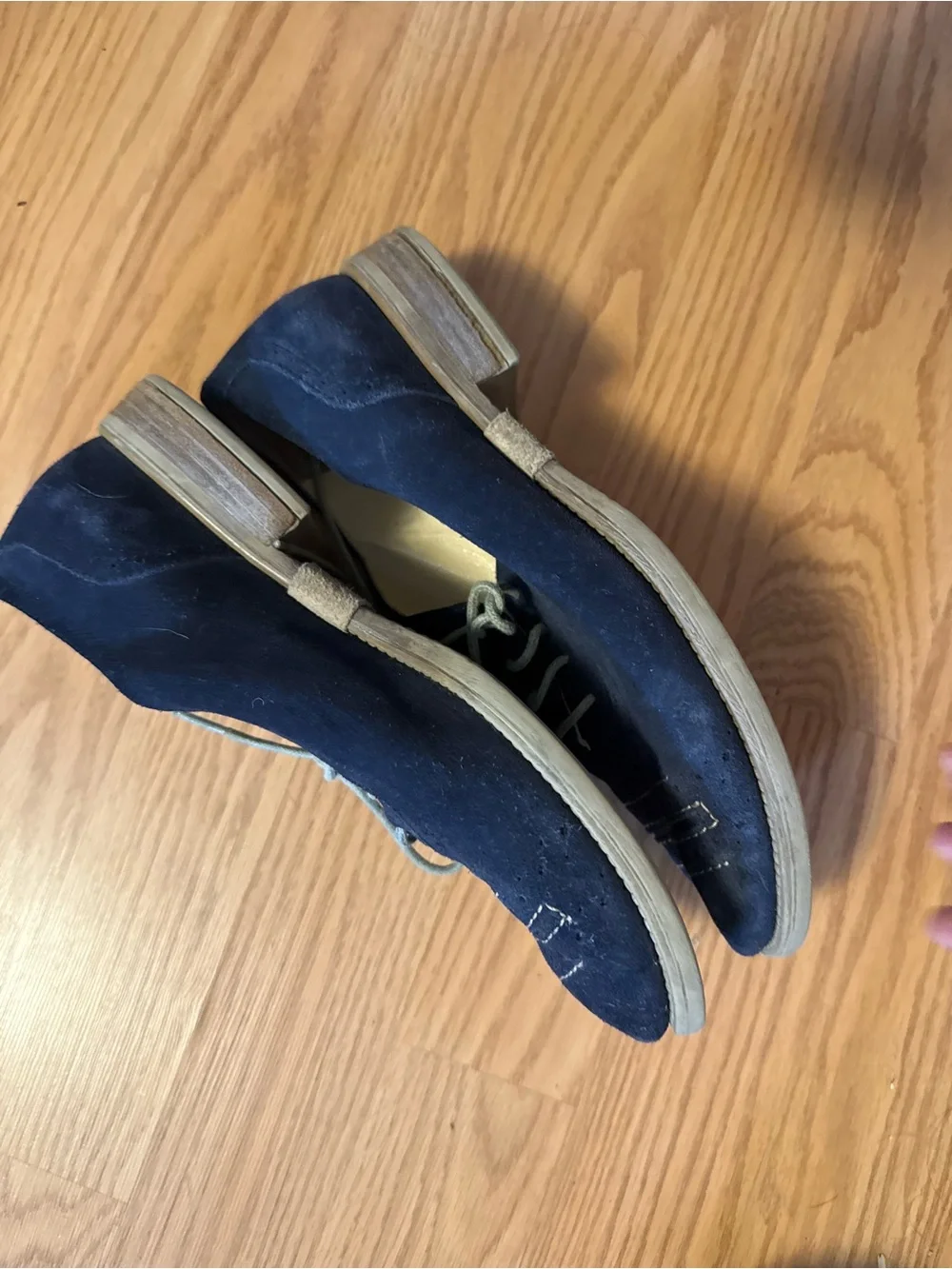 Italian Navy Suede Oxford Lace-Up Shoes